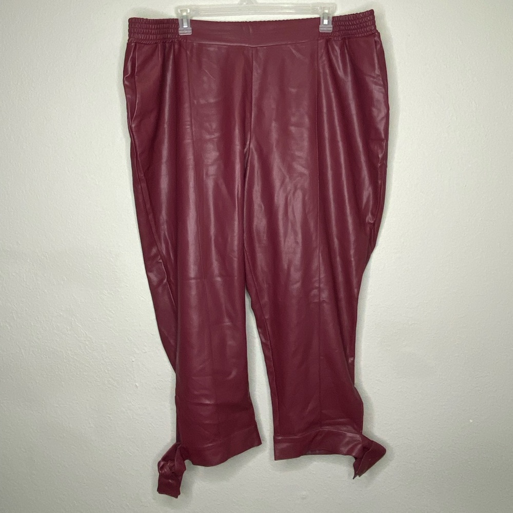 Eloquii Burgundy Leather Pants NEW sz 24